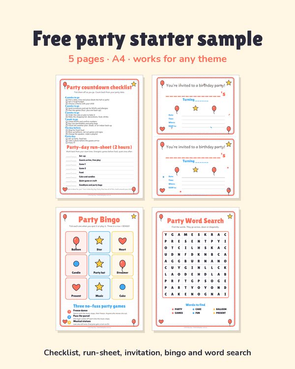 Free party starter sample pages